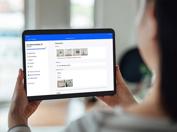 Tablet mit Mockup der Wohnungsübergabe-App